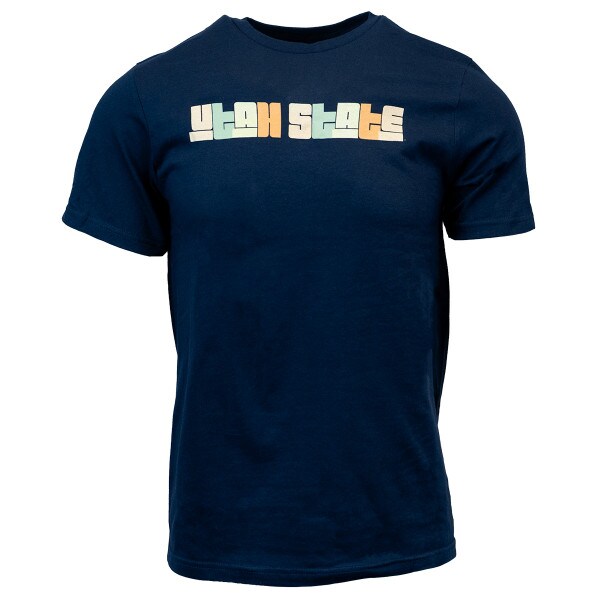 Utah State Retro Lettering Navy T-Shirt